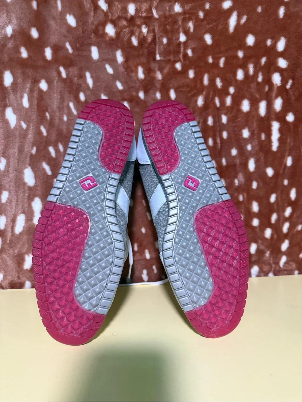 FootJoy White, Gray and Pink Golf Lace-Up Shoes